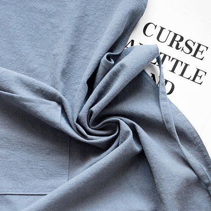 Khaki Cotton Linen H-Back Apron - Solid Color Kitchen Cooking Apron with Pocket - Mekamart Australia