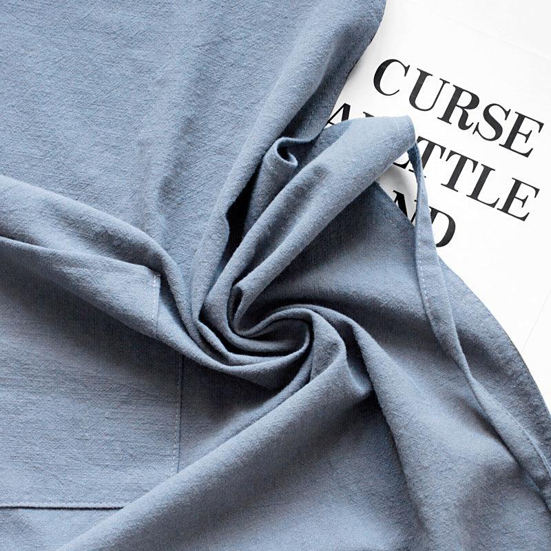 Green Cotton Linen H-Back Apron - Solid Color Kitchen Cooking Apron with Pocket - Mekamart Australia