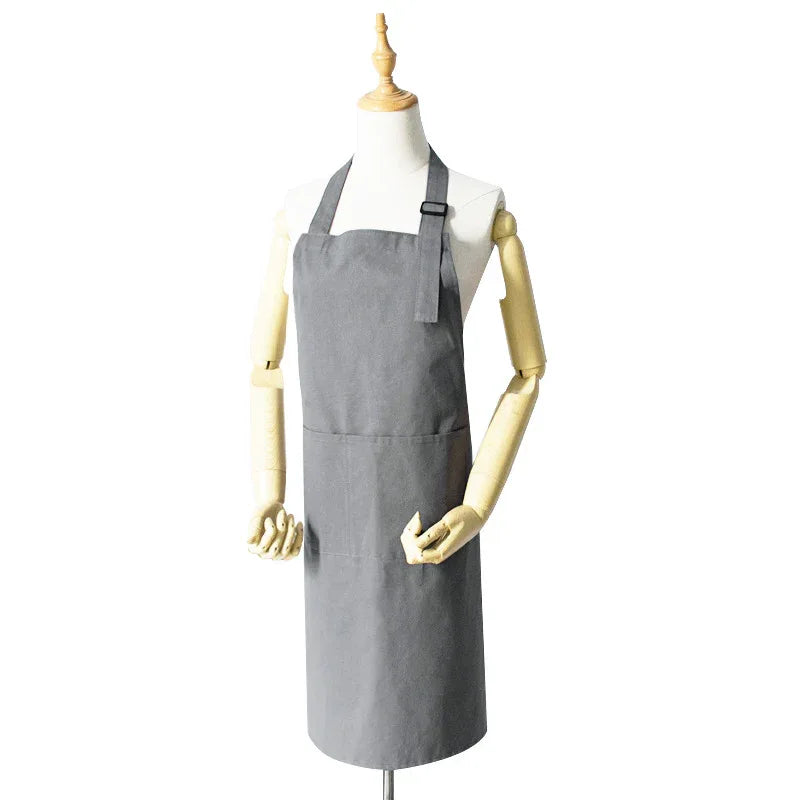 Grey Waterproof & Oil-Proof Apron - Adjustable Kitchen Apron with Pockets - Mekamart Australia