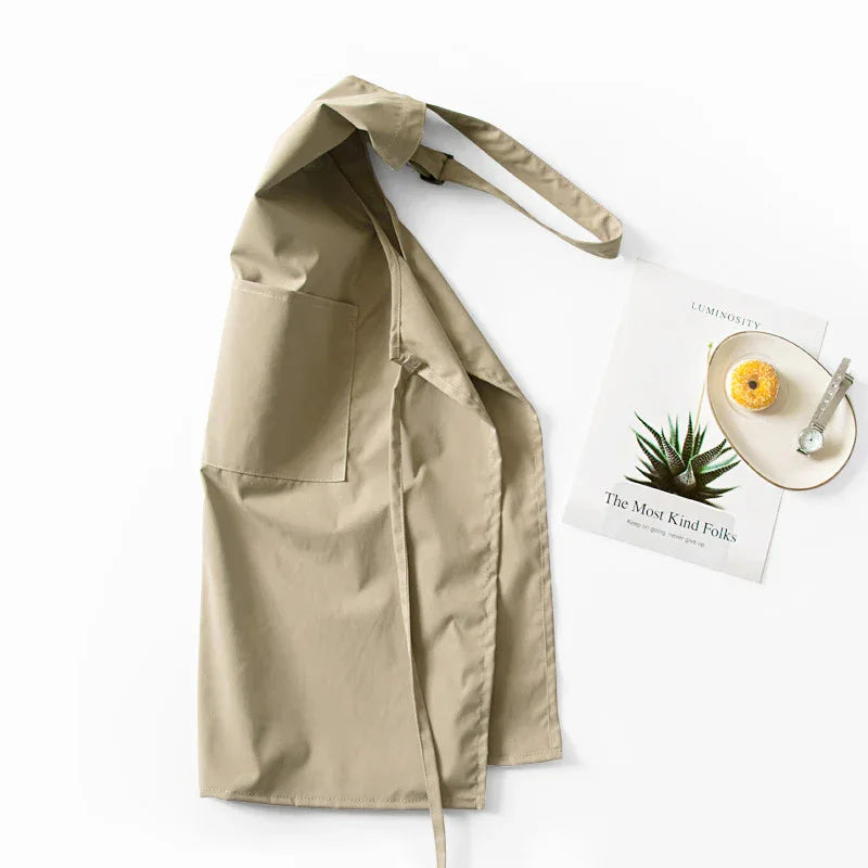 Brown Waterproof & Oil-Proof Apron - Adjustable Kitchen Apron with Pockets - Mekamart Australia