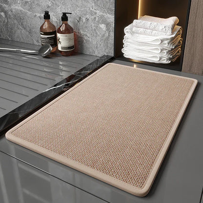Brown Quick Dry Bathroom Rug - Non-Slip PVC Foam, Super Absorbent, 40x60cm - Mekamart Australia
