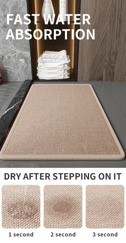 Brown Quick Dry Bathroom Rug - Non-Slip PVC Foam, Super Absorbent, 40x60cm - Mekamart Australia