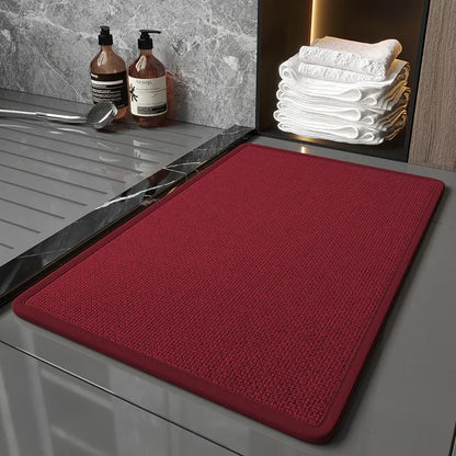 Red Quick Dry Bathroom Rug - Non-Slip PVC Foam, Super Absorbent, 50x80cm - Mekamart Australia