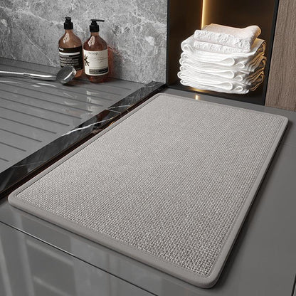 Grey Quick Dry Bathroom Rug - Non-Slip PVC Foam, Super Absorbent, 50x80cm - Mekamart Australia