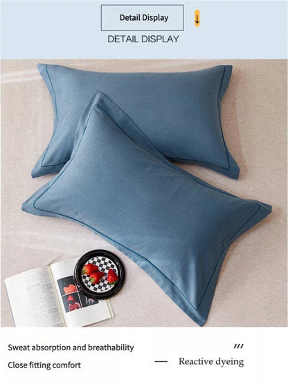 Dark Purple Pure Cotton Flannel Pillowcase Set - Soft, Thickened, Solid Color (Pair, 48x74cm) - Mekamart Australia