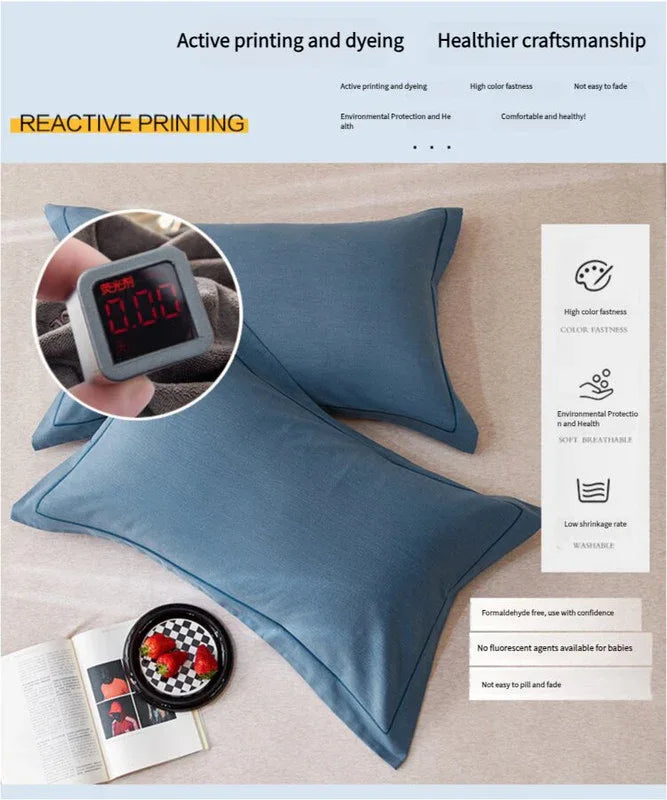 Yellow Pure Cotton Flannel Pillowcase Set - Soft, Thickened, Solid Color (Pair, 48x74cm) - Mekamart Australia