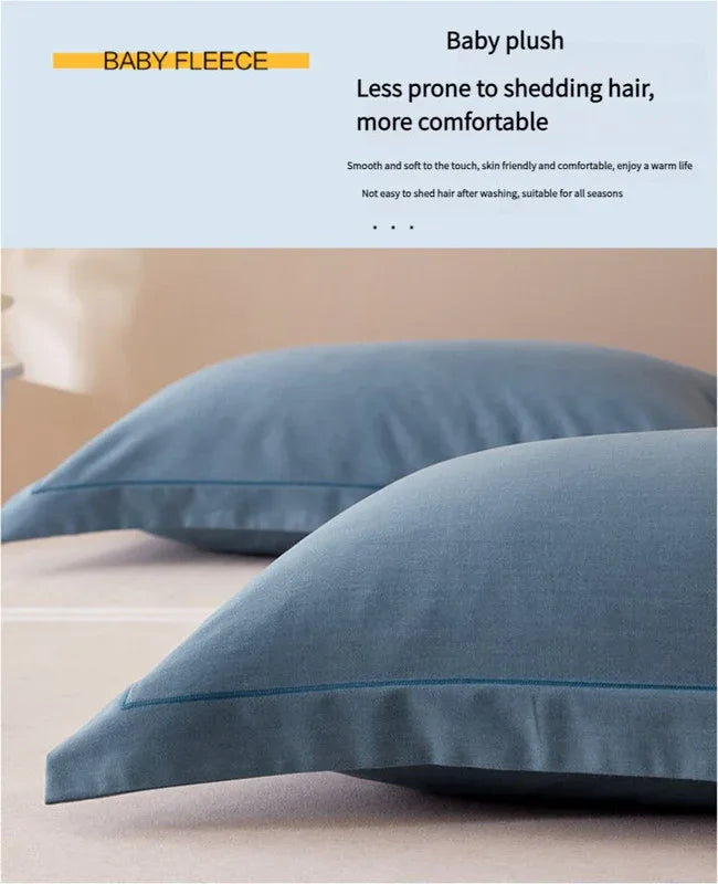Yellow Pure Cotton Flannel Pillowcase Set - Soft, Thickened, Solid Color (Pair, 48x74cm) - Mekamart Australia