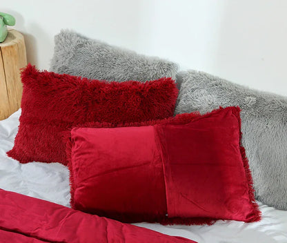 Light Blue Faux Fur Pillowcase Set - Crystal Velvet Plush Throw Pillow Covers, Bedding Accent (50x70cm, Pair) - Mekamart Australia