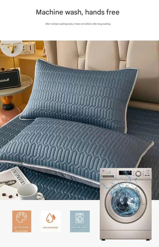 Dark Blue Cooling latex texture Pillowcase Set - Latex Feeling, Solid Color, 48x74cm (Pair) - Mekamart Australia