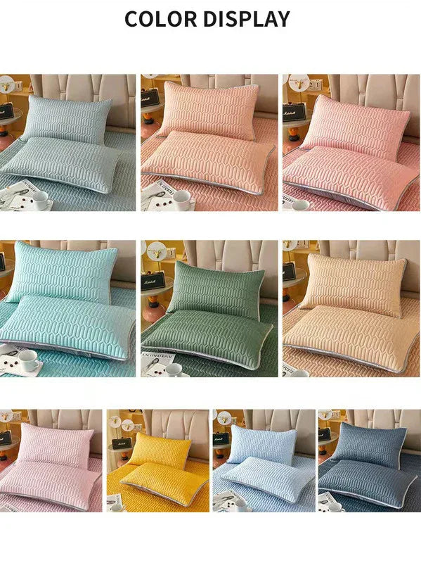 Dark Blue Cooling latex texture Pillowcase Set - Latex Feeling, Solid Color, 48x74cm (Pair) - Mekamart Australia