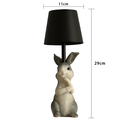 Yellow Bunny White Lampshade Adorable Rabbit Resin Table Lamp - 3-Color LED, USB Rechargeable, Touch Dimming - Mekamart Australia