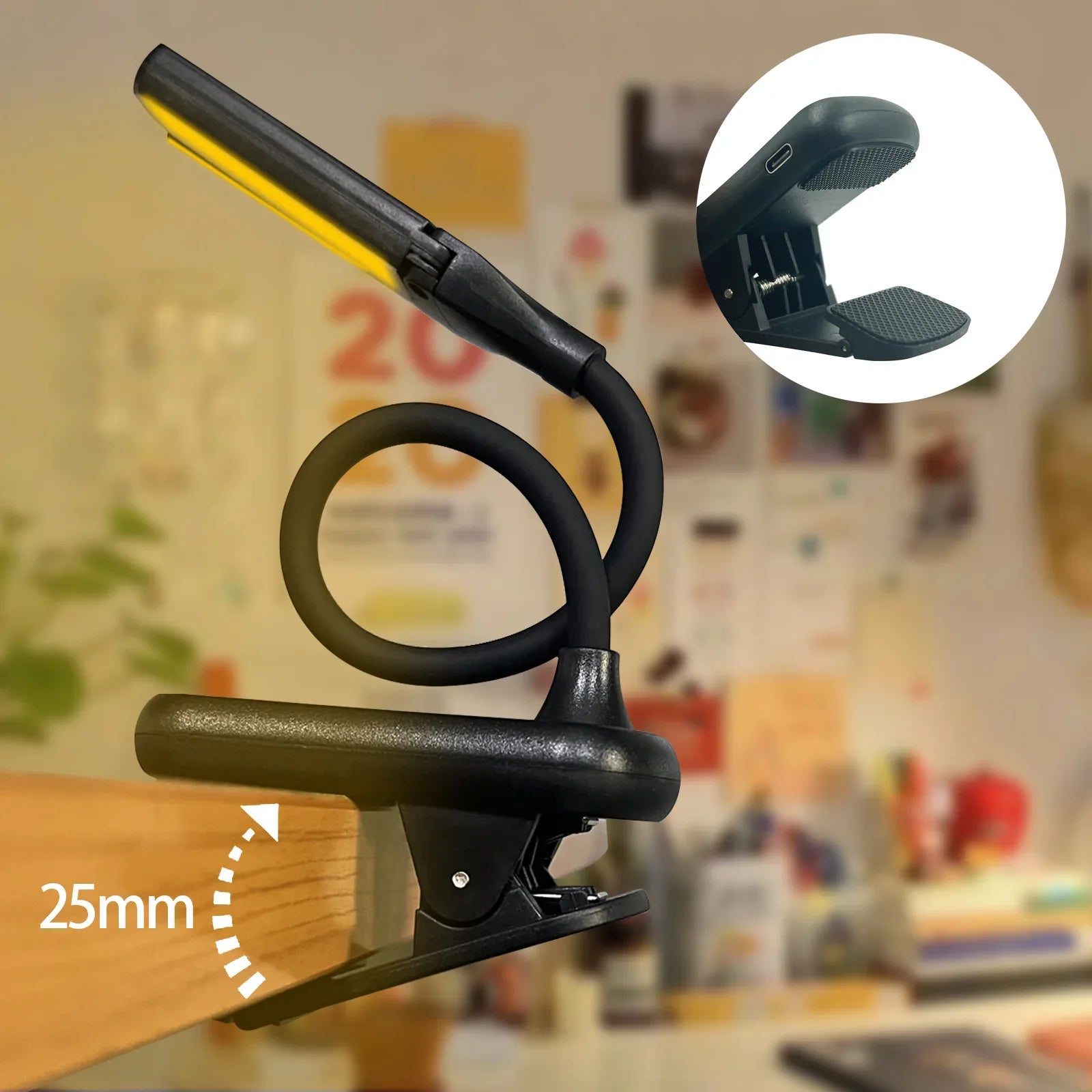 White Rechargeable Dual-Head Clip-On Book Light - Touch Control Reading Lamp with Eye Protection - Mekamart Australia