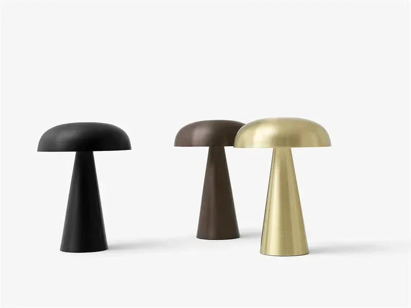 Bronze Metal Mushroom Table Lamp - Rechargeable Touch Control Ambient Light with Remote - Mekamart Australia