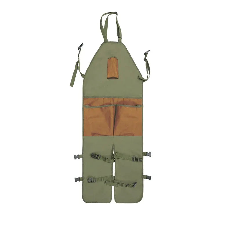 Green And Brown Gardening Leg Apron - Oxford Fabric, Multi-Pocket, Extended Design, 118x45cm, 450g - Mekamart Australia