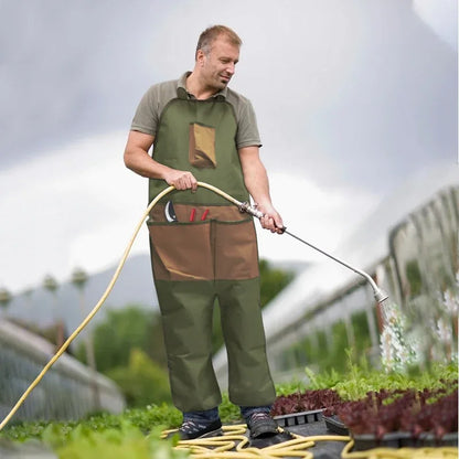 Green And Beige Gardening Leg Apron - Oxford Fabric, Multi-Pocket, Extended Design, 118x45cm, 450g - Mekamart Australia