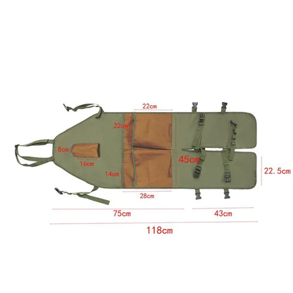 Green And Beige Gardening Leg Apron - Oxford Fabric, Multi-Pocket, Extended Design, 118x45cm, 450g - Mekamart Australia