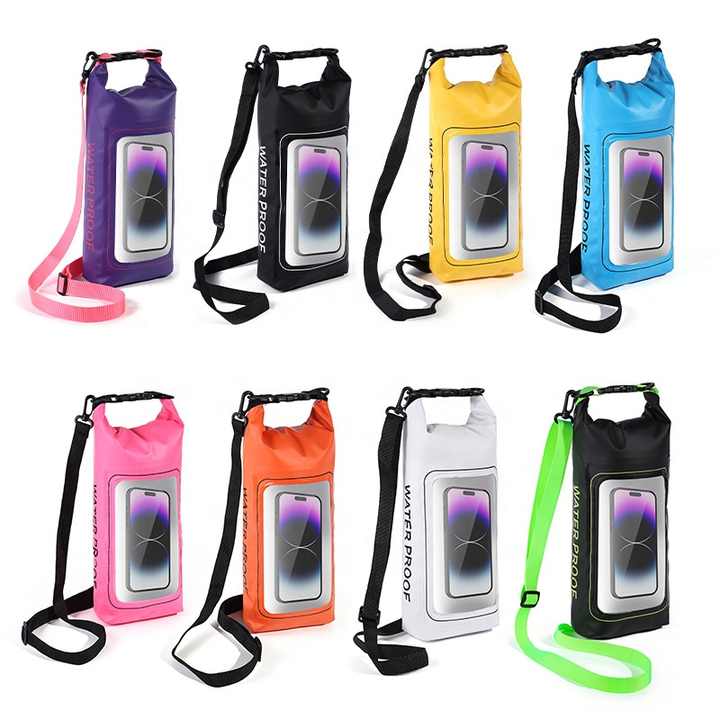 Blue 2L Waterproof Phone Pouch - Multi-Functional PVC Dry Bag for Swimming and Water Activities