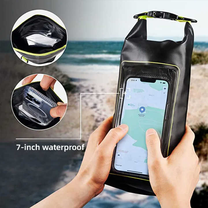 Blue 2L Waterproof Phone Pouch - Multi-Functional PVC Dry Bag for Swimming and Water Activities