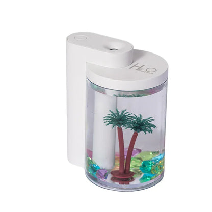 White Mini USB Micro Landscape Humidifier - 260ml Cool Mist Maker with LED Light - Mekamart Australia