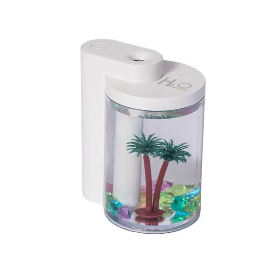White Mini USB Micro Landscape Humidifier - 260ml Cool Mist Maker with LED Light - Mekamart Australia