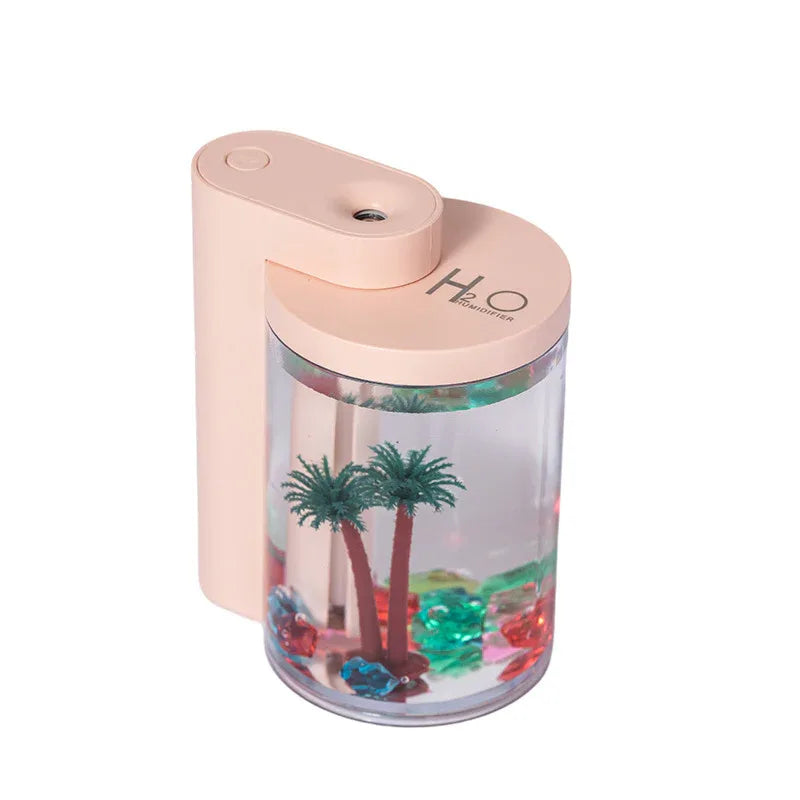 Pink Mini USB Micro Landscape Humidifier - 260ml Cool Mist Maker with LED Light - Mekamart Australia
