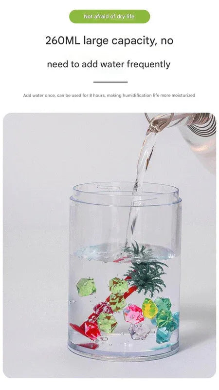 Pink Mini USB Micro Landscape Humidifier - 260ml Cool Mist Maker with LED Light - Mekamart Australia