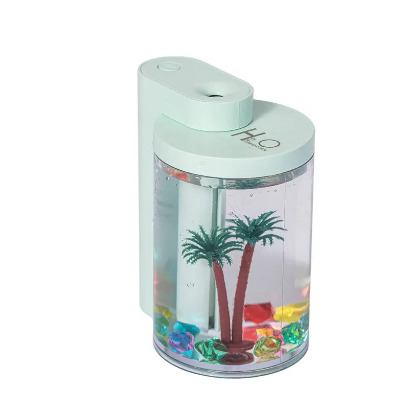Green Mini USB Micro Landscape Humidifier - 260ml Cool Mist Maker with LED Light - Mekamart Australia