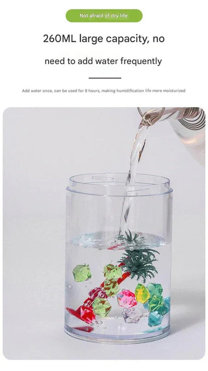 Green Mini USB Micro Landscape Humidifier - 260ml Cool Mist Maker with LED Light - Mekamart Australia