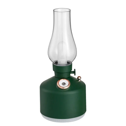 Green Retro Kerosene Lamp Humidifier - Rechargeable Cool Mist Maker with Dimmable Light - Mekamart Australia
