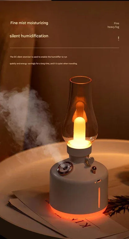 Green Retro Kerosene Lamp Humidifier - Rechargeable Cool Mist Maker with Dimmable Light - Mekamart Australia