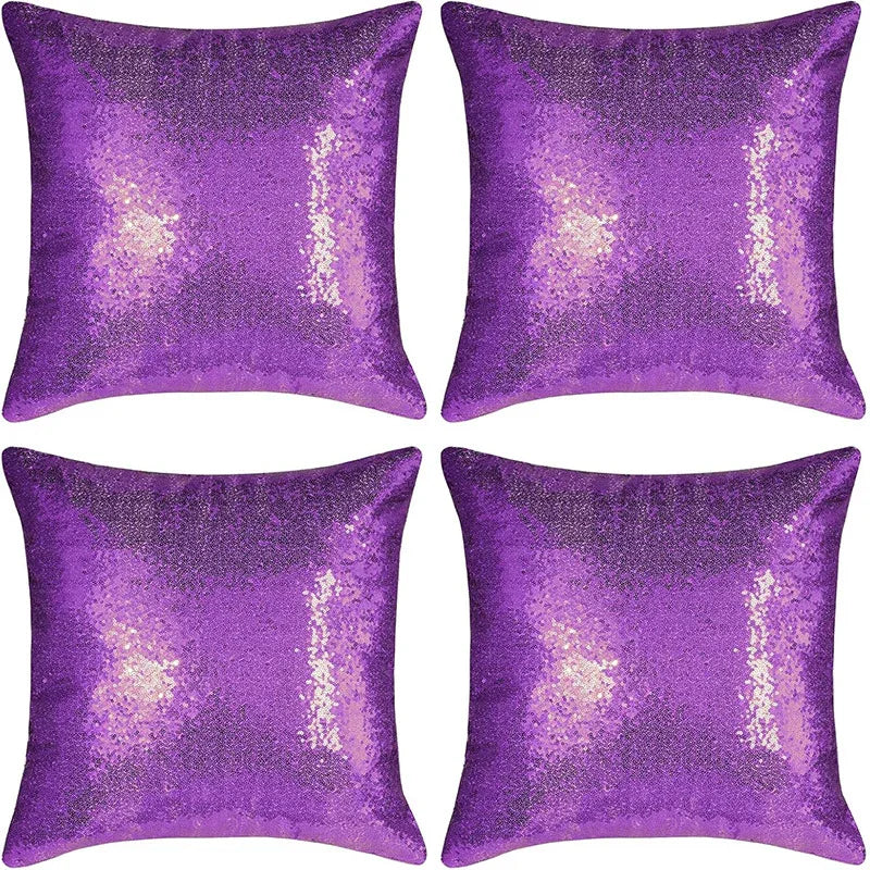 Shiny Sequin Pillowcase - Single-sided gorgeous pillowcase (Purple pair: 45x45cm) - Mekamart Australia