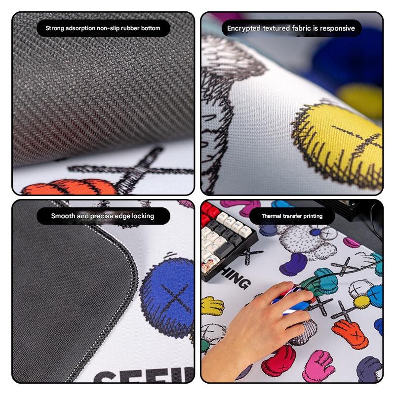 Extended Gaming Mousepad (90x40x0.4cm) - Big Beard Uncle Design, Stitched Edges - Style 3