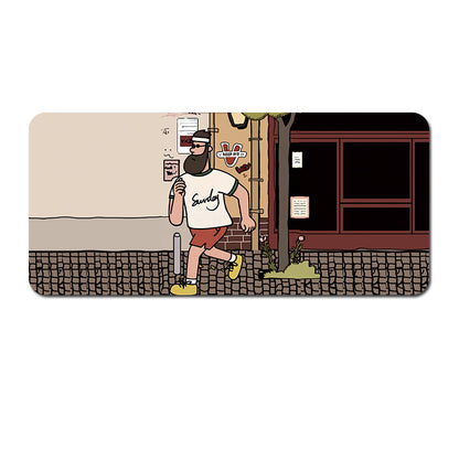 Extended Gaming Mousepad (80x30x0.4cm) - Big Beard Uncle Design, Stitched Edges - Style 5