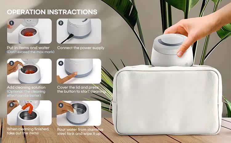 White Ultrasonic Cleaner with UV Light for Dentures, Aligners & Jewelry - Mekamart Australia