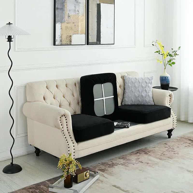 2 Pcs Black Elegant Polyester Sofa Cover - Full Protection Against Cat Scratches & Wear - Mekamart Australia
