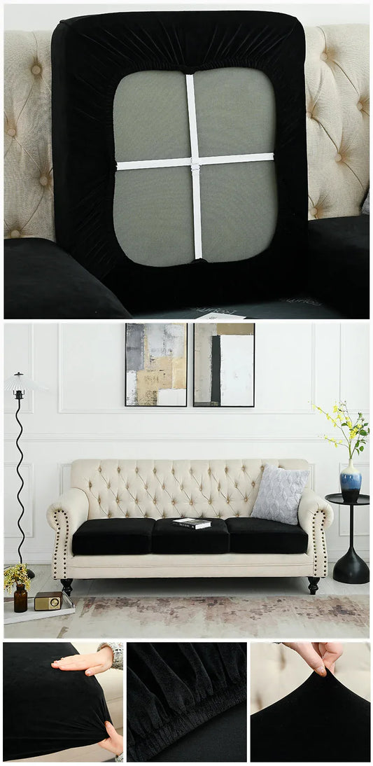 2 Pcs Black Elegant Polyester Sofa Cover - Full Protection Against Cat Scratches & Wear - Mekamart Australia