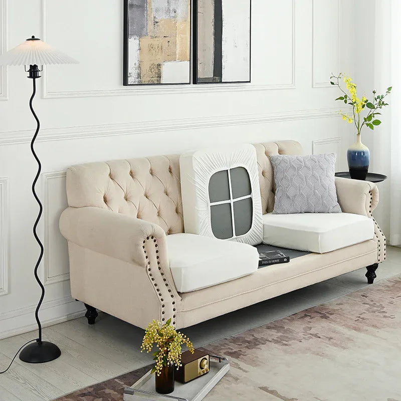 2 Pcs White Elegant Polyester Sofa Cover - Full Protection Against Cat Scratches & Wear - Mekamart Australia