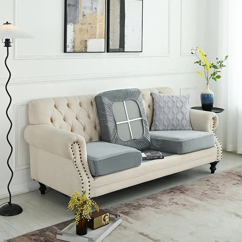 2 Pcs Grey Elegant Polyester Sofa Cover - Full Protection Against Cat Scratches & Wear - Mekamart Australia