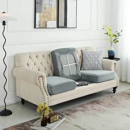 2 Pcs Grey Elegant Polyester Sofa Cover - Full Protection Against Cat Scratches & Wear - Mekamart Australia