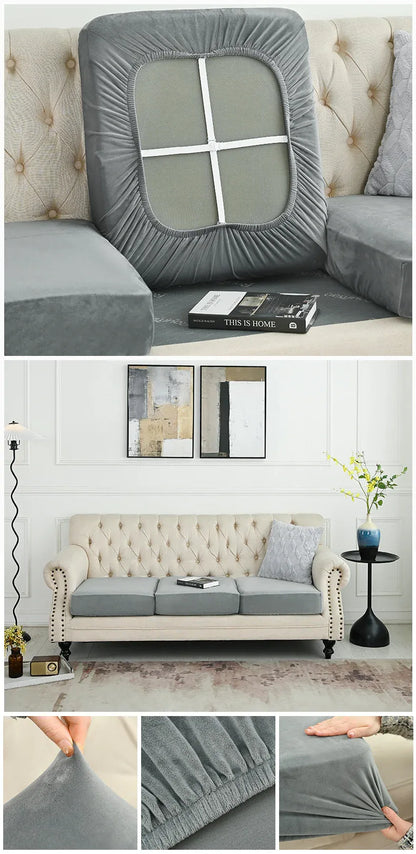 2 Pcs Grey Elegant Polyester Sofa Cover - Full Protection Against Cat Scratches & Wear - Mekamart Australia