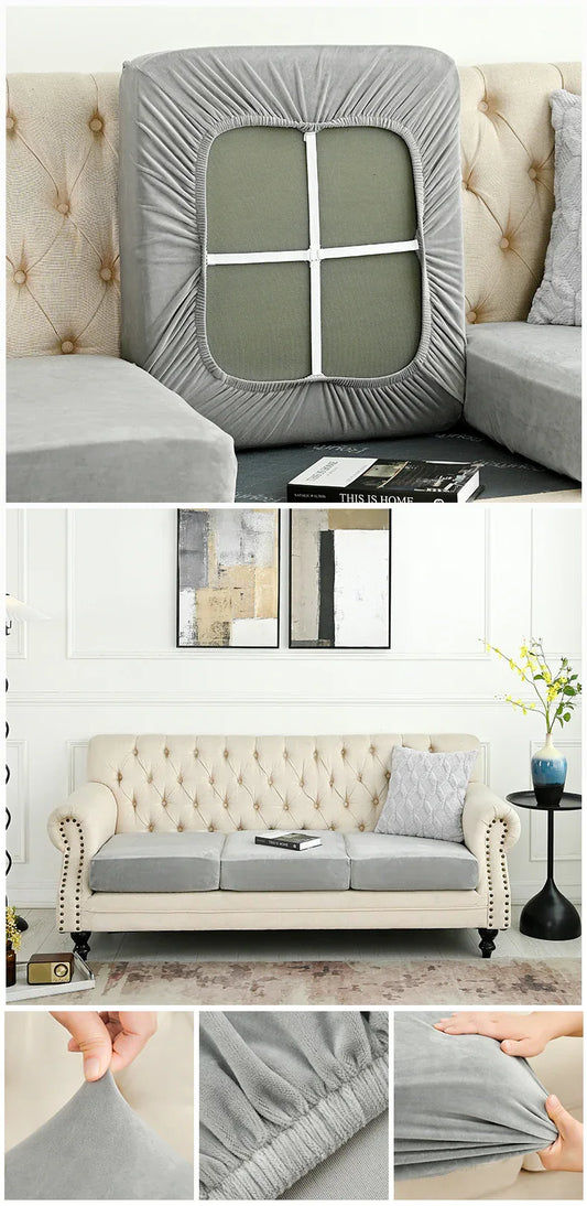 2 Pcs Light Grey Elegant Polyester Sofa Cover - Full Protection Against Cat Scratches & Wear - Mekamart Australia