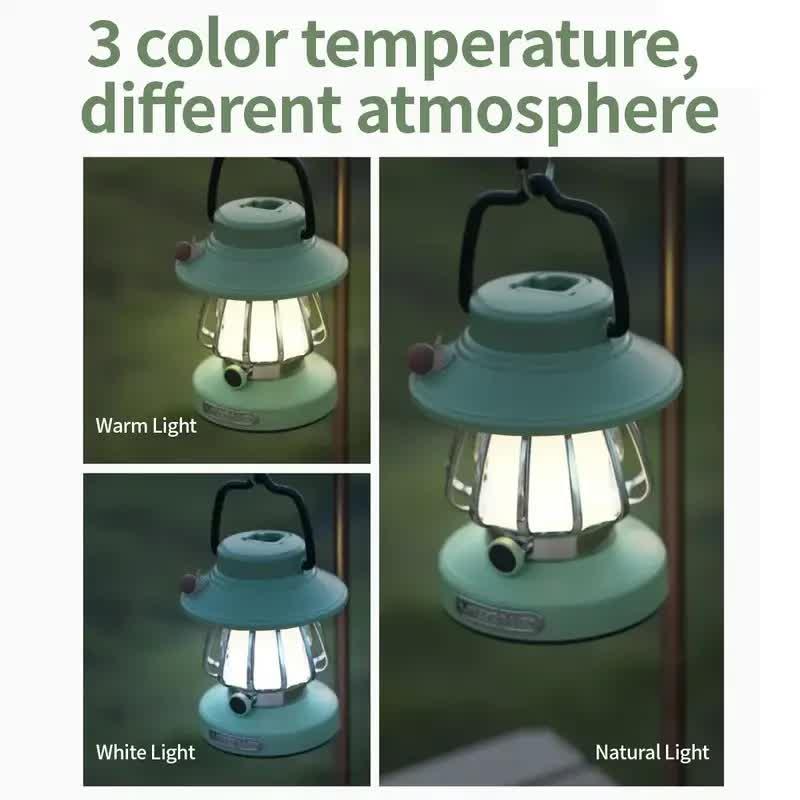 White Retro Snail Night Light - Portable Rechargeable Camping Lantern with Hook, 3-Color Dimming - Mekamart Australia