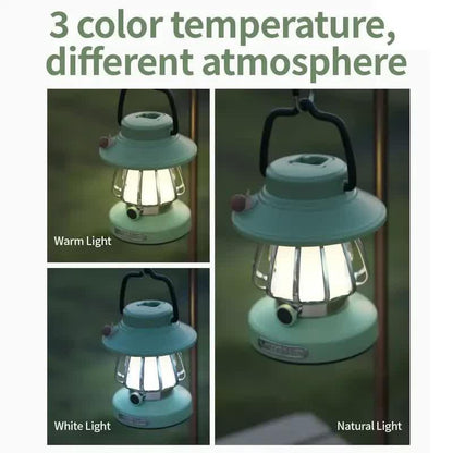 White Retro Snail Night Light - Portable Rechargeable Camping Lantern with Hook, 3-Color Dimming - Mekamart Australia