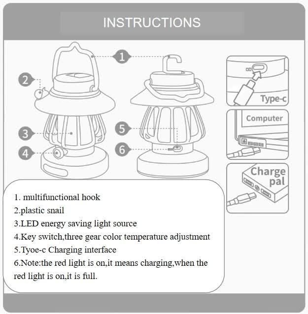 White Retro Snail Night Light - Portable Rechargeable Camping Lantern with Hook, 3-Color Dimming - Mekamart Australia