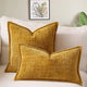 Yellow Chenille Crosshatch Textured Pillow Covers Set of 2 - Modern Minimalist Sofa Bed Cushion Covers 45x45cm & 30x50cm(without pillow core) - Mekamart Australia