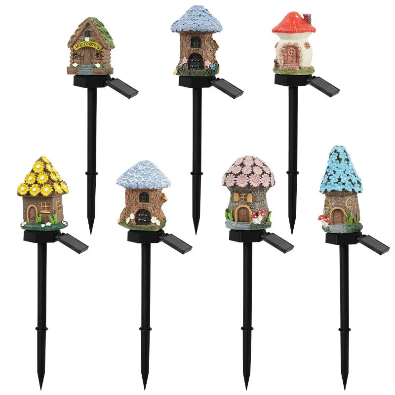 Style 3 Brown And Yellow Solar Resin Garden Stake Light - Outdoor Landscape Light for Yard and Patio Decor - Mekamart Australia