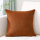 Brick Red Plush Striped Pillow Covers 45x45cm - Set of 4 Corduroy-Style Cushion Covers with Invisible Zipper, Soft and Washable for Sofa Decor - Mekamart Australia
