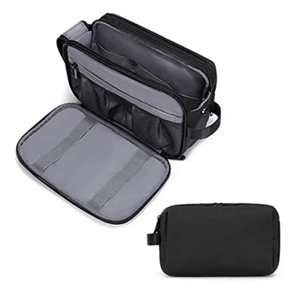 Black Stylish Waterproof Travel Toiletry Bag Organizer - Large Capacity Shaving Kit & Makeup Case(Makeup is a prop for shooting and is not included) - Mekamart Australia