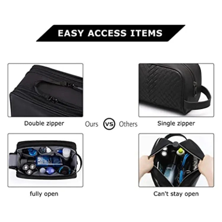 Pink Stylish Waterproof Travel Toiletry Bag Organizer - Large Capacity Shaving Kit & Makeup Case(Makeup is a prop for shooting and is not included) - Mekamart Australia