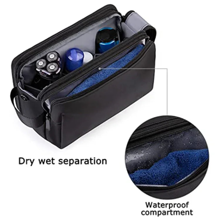 Grey Stylish Waterproof Travel Toiletry Bag Organizer - Large Capacity Shaving Kit & Makeup Case(Makeup is a prop for shooting and is not included) - Mekamart Australia